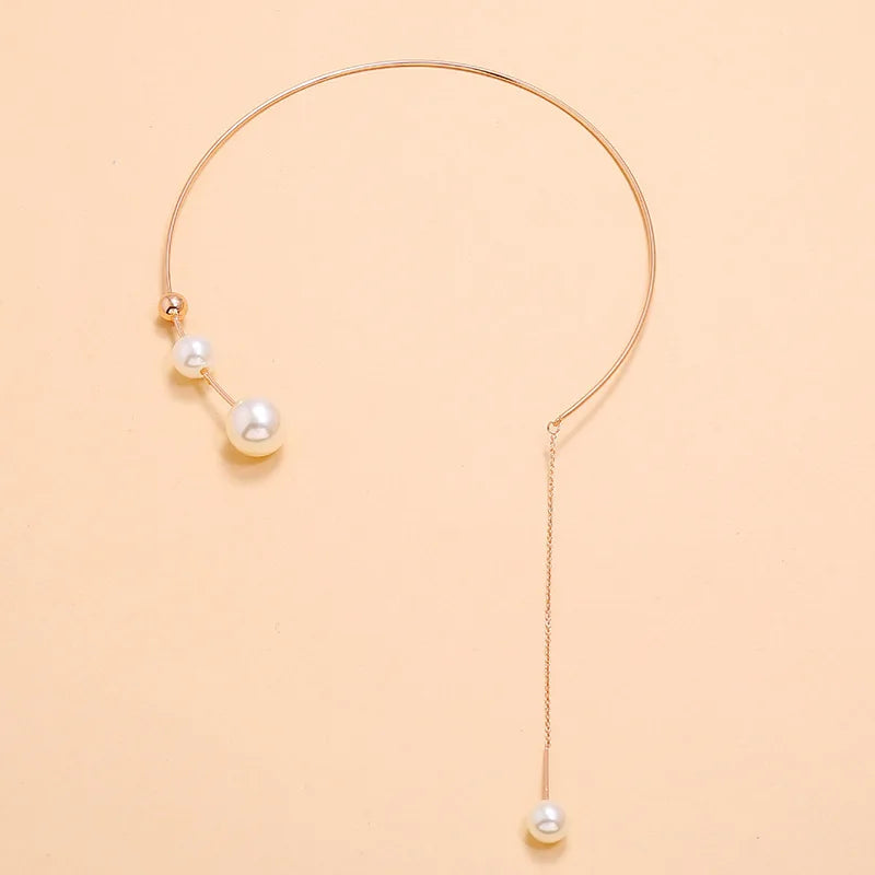 Graduated Pearl-Style Wire Necklace